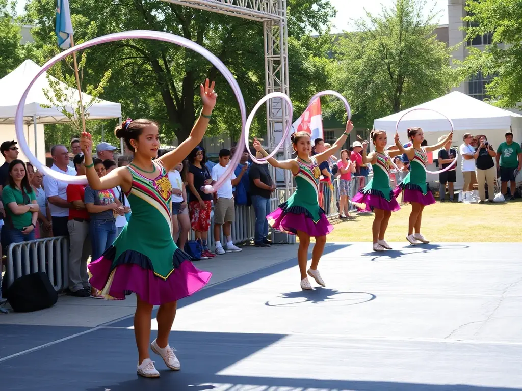 TWIRLING ELAN DE GORGES members participating in a community event, showcasing their skills and engaging with the local community.